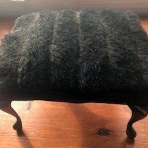 Z Gallerie Black Faux Fur Foot Stool